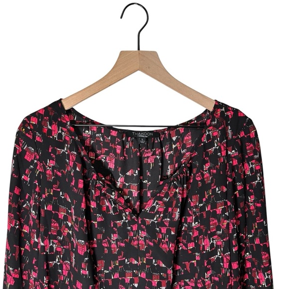 Thakoon For Designation Iconic Print Blouse Size Large Peasant Office Workwear - Picture 3 of 16